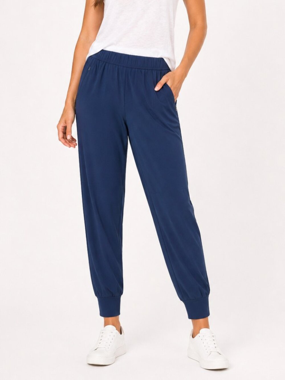 Elliott Lauren Pull On Ankle Pants Womens Size 12 Blue Elastic Waist Athleisure
